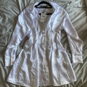Zara NWT white satin dress
